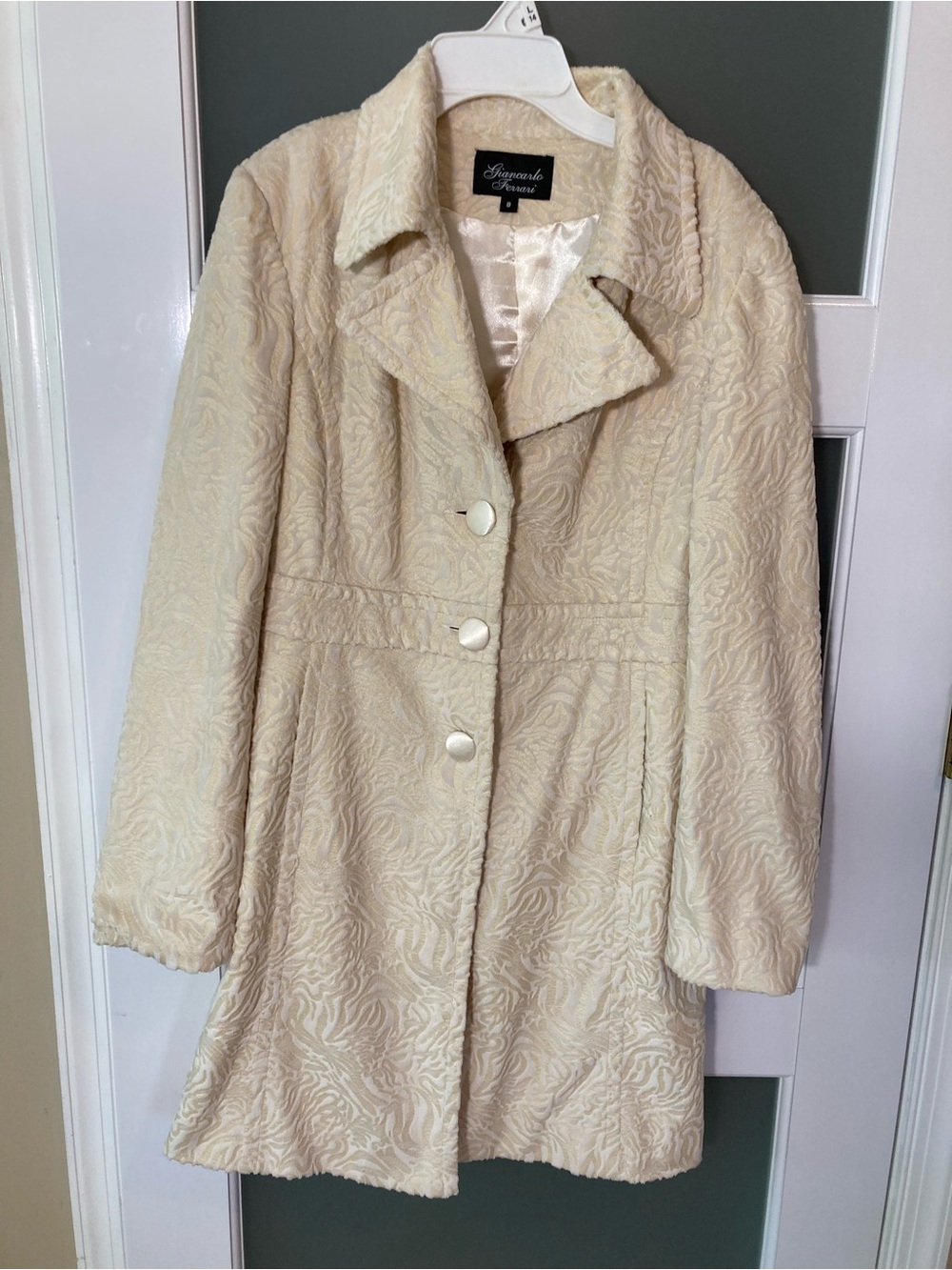 Vintage Giancarlo Ferrari Quilted Dress Coat - Cream / Beige - size 8